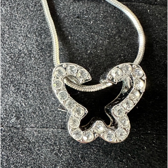 CZ Diamond Butterfly Necklace - Picture 2 of 2